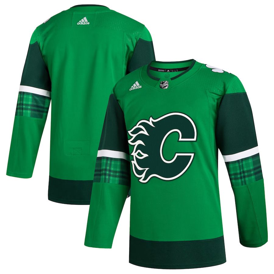 Men Calgary Flames adidas Kelly Green 2023 St. Patricks Day Primegreen Authentic NHL Jersey
